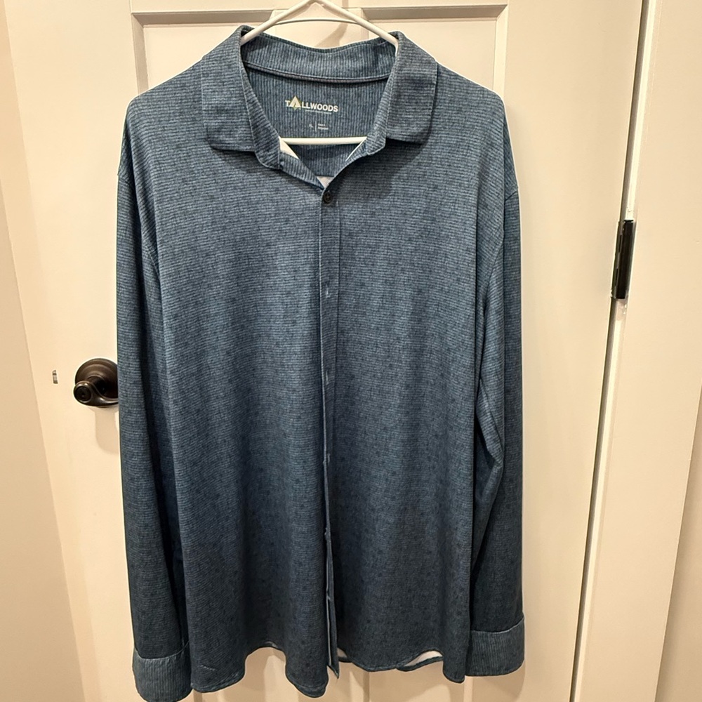 Tallwoods Men’s Long Sleeve Performance Polo – Blue – Size XL – Like New